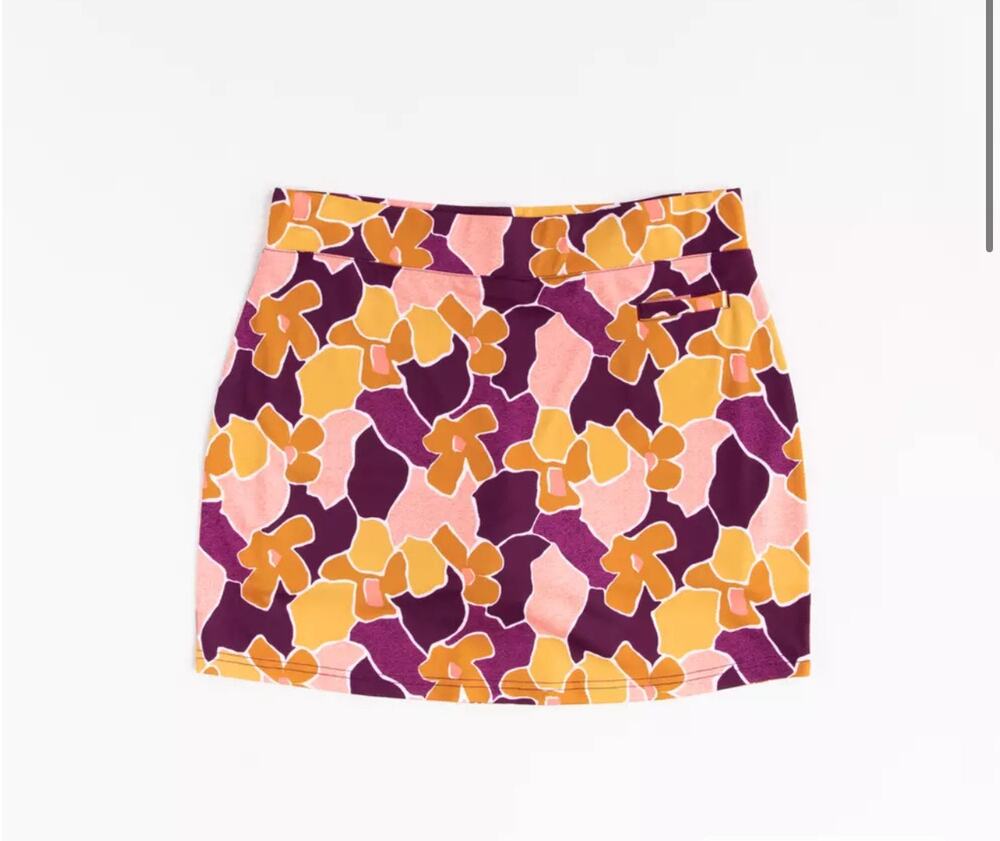 Pebble Beach dry-luxe performance skort skirt shorts size XL mod floral print
